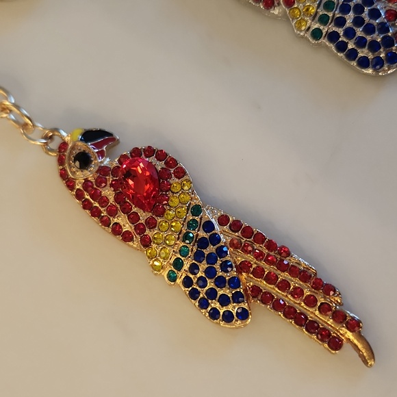 Colorful Parrot Keychain with Rhinestones - Picture 3 of 3